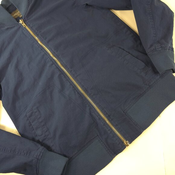 SLATE & STONE Mens MEDIUM Bomber Jacket Blue Cotton Stretch Long Sleeve Full Zip - Picture 5 of 16